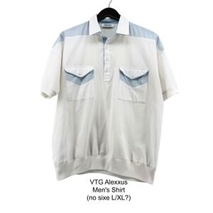 VTG Alexxus Mens White Short Sleeve Collared Shirt Casual Top Grandpa Core XL?